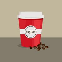 Flat paper coffee cup with frontal view. - Vector. vector