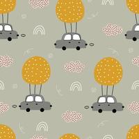 Balloon with car in the sky baby seamless pattern Used for printing, wallpaper, textiles vector