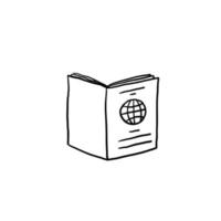 ilustración de icono de pasaporte de garabato dibujado a mano con fondo aislado de vector de estilo de dibujos animados