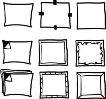 thick line doodle frame collection with rough style vector