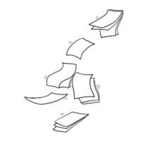 hand drawn Falling paper sheets. Flying papers pages, white sheet documents and blank document page on wind. Fly scattered notes, empty chaotic paperwork.doodle vector