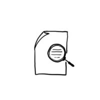 hand drawn Document inspection icon. Linear design symbol with thin line and doodle style vector style.
