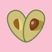 Green Avocado halfs in the shape of a heart vector