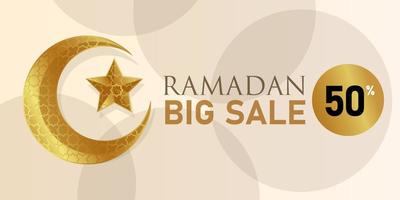 Ramadan big sale banner crescent moon discount promo festival vector illustration