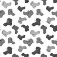 Seamless pattern featuring warm knitted socks and in black and white colors. Vector repeat texture.