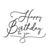 Happy Birthday lettering text banner, black color. Vector illustration
