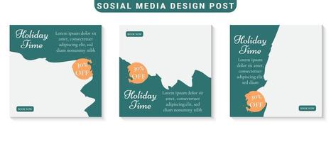 Set of Editable square banner for Travel social media post vector