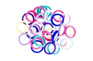 Colored accessories, hair ties, isolated on white. photo