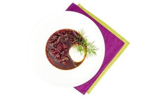 Sopa vegetariana de verduras con remolacha. foto de estudio