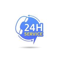 24 hours service badge with phone icon template vector