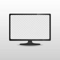 vector de diseño realista de computadora de monitor negro en blanco