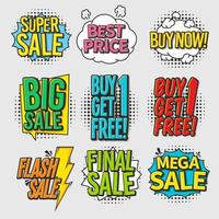 colorful sale comic bubbles set with halftone effect vector