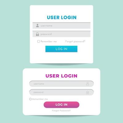 set of User log in form for website or social media vector