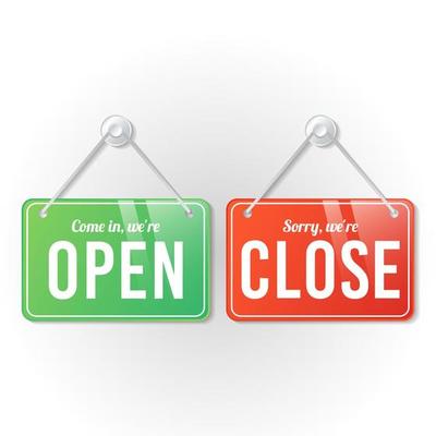 open and close store sign template vector