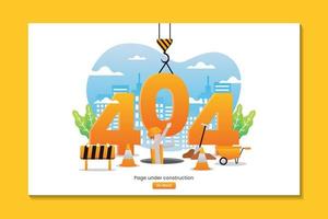 404 error landing page with man do construction to fix the page vector