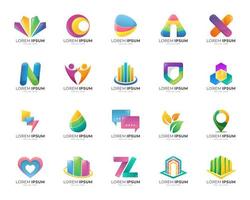 Collection of colorful abstract gradient logo template vector