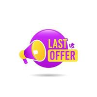 last offer badge with megaphone icon template vector