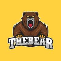 Bear animal e-sport logo badge mascot vector