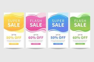 Set of colorful liquid abstract sale banner template vector