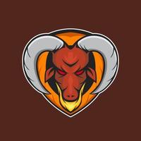 goat animal e-sport logo badge mascot vector