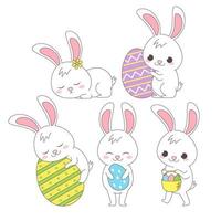 group of happy cute rabbit in the spring season vector