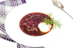 Sopa vegetariana de verduras con remolacha. foto de estudio