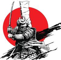 ilustración de guerrero samurai vector