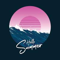 hello summer artwork for t-shirt design vector