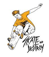 young skateboarder illustration vector