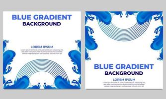 abstract blue gradient social media post template collection vector