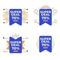 colección de insignias de descuento super oferta azul vector