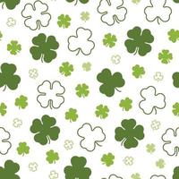 Green clover leaves seamless pattern on transparent background vector