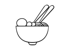 hand drawn noodles and meatballs vector