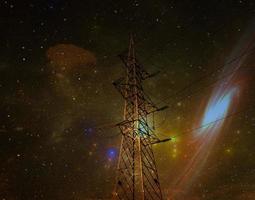 power transmission line and galaxies photo