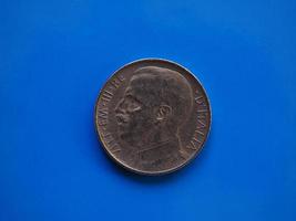 50 cents coin, Kingdom of Italy over blue photo