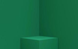 fondo verde con pantalla de podio de pared cuadrada para minimalismo de producto y representación 3d de sentido de naturaleza simple foto