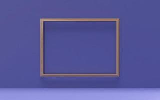 very peri background with golden frame horizontal for photo or mockup design 3d rendering concept