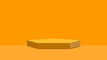 Orange product background stand or podium pedestal on empty display with orange background. 3D rendering photo