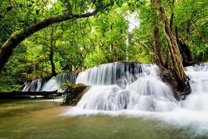 Beautiful waterfall in the national park forest at Huai Mae Khamin Waterfall, Kanchanaburi Thailand photo