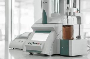 test laboratory and measuring instruments at the plant for the production and processing of plastics photo