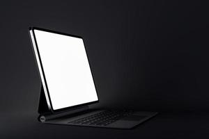 Tablet Computer Stand with Black Background - 3d render illustrator photo