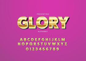 Classy display custom style font, metallic gold alphabet letter and number vector