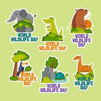 Set of Wildlife Day Stickers vector