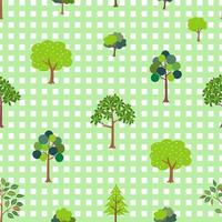 lindo bosque de primavera patrón sin costuras en color verde, se puede usar para papel tapiz, tela, textil, producto para niños y todo tipo de impresión vector