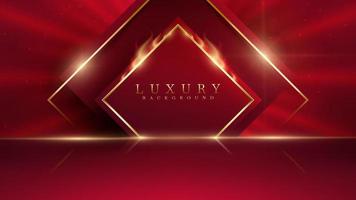 Stage for display products with golden frame elements with glitter light effects decorations and bokeh. Luxury style background. vector