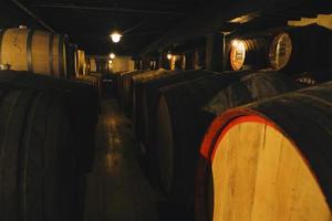 Madeira, Portugal - February 17, 2020 - Detail of Blandy's wine storage of vintage Madeira wine in Portugal. It is a family-owned wine company founded by John Blandy in 1811. photo
