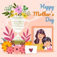 Celebration Mother's Day With Flower And Card Concept vector