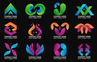 Set of Abstract Gradient Logo Elements vector