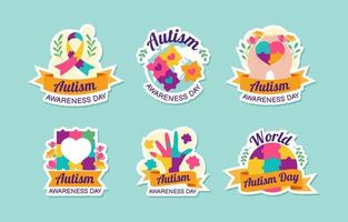 colorido conjunto del día mundial del autismo vector