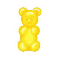 Yellow gummy bear jelly sweet candy with amazing flavor flat style design vector illustration.